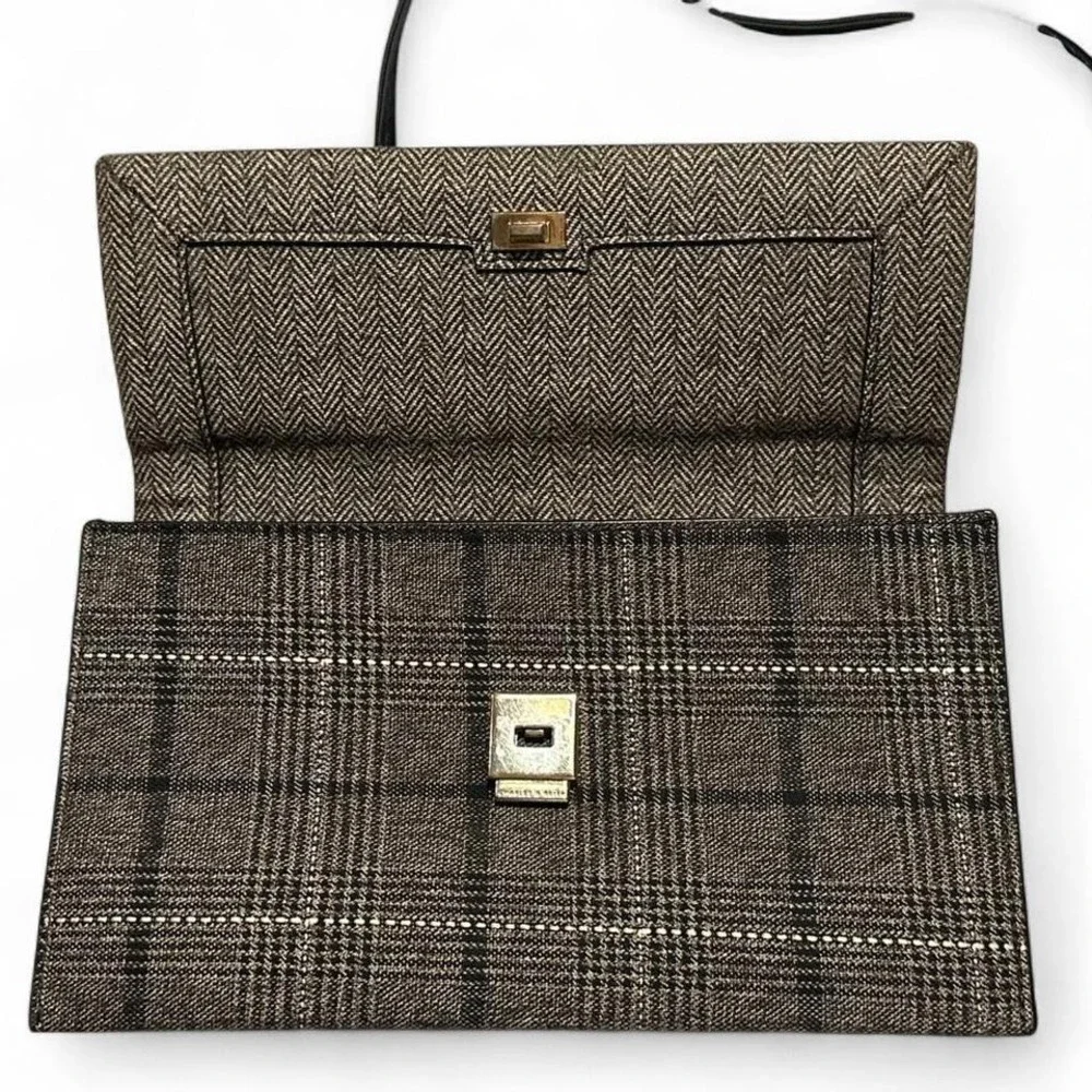 Charles & Keith 025 BGS Plaid Envelope Top Crossbody‎ Bag Preppy Academia Purse